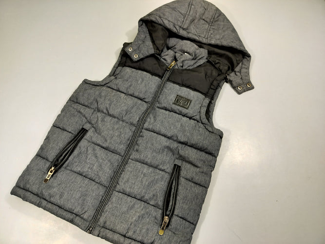 Bodywarmer à capuche anthracite, moins cher chez Petit Kiwi