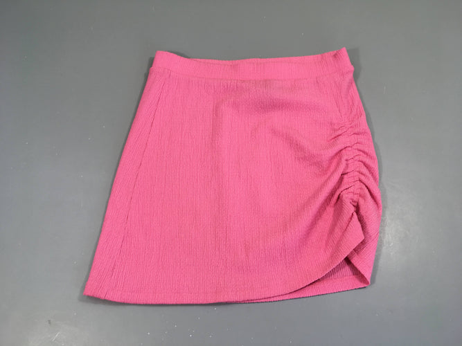 Jupe texturée rose froncé coté, moins cher chez Petit Kiwi