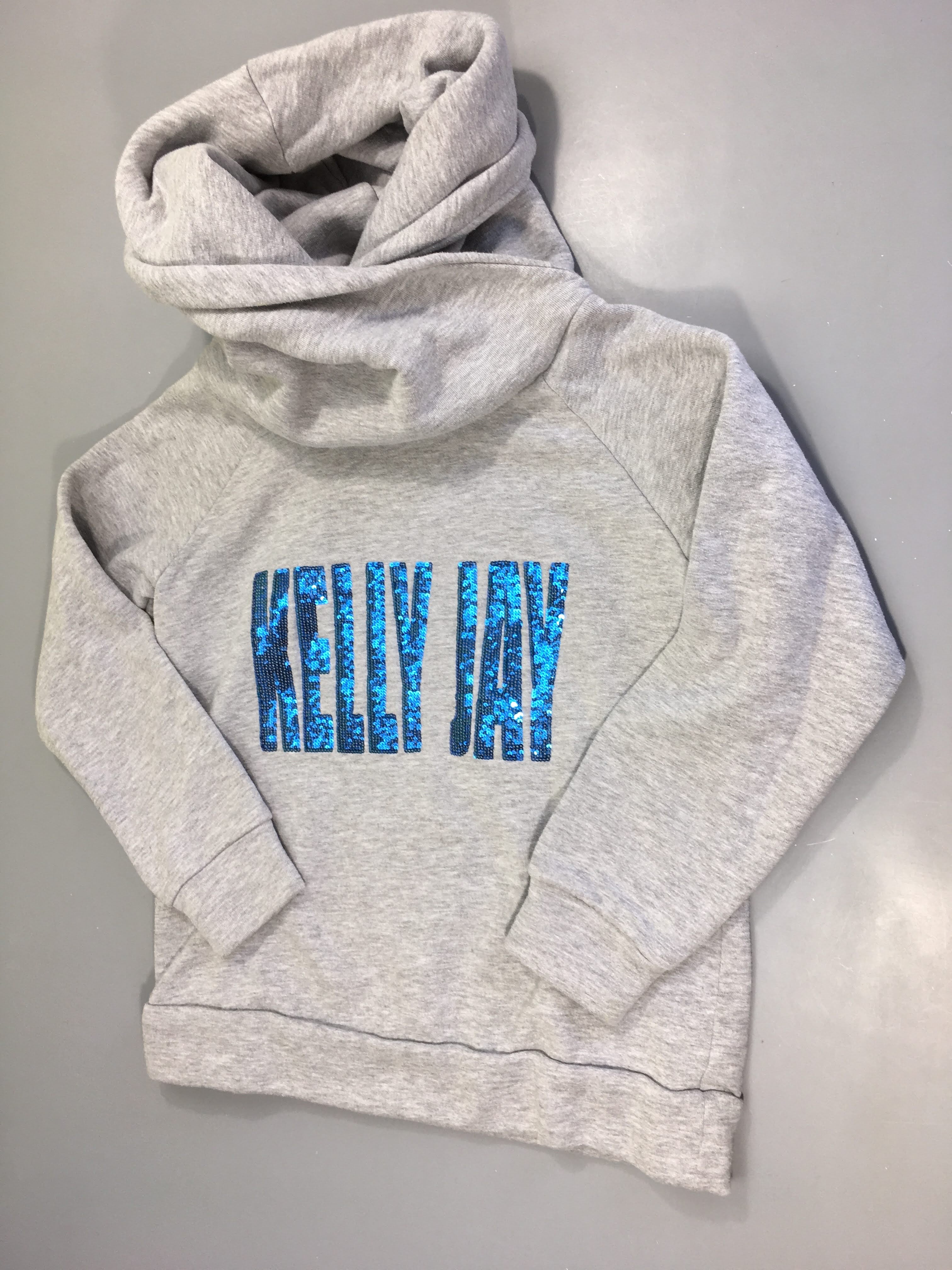 Sweat gris Kelly Jay sequins Bouloché Col châle montant capuche
