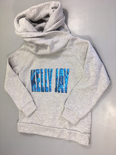 Sweat gris Kelly Jay sequins Bouloché Col châle montant capuche, moins cher chez Petit Kiwi