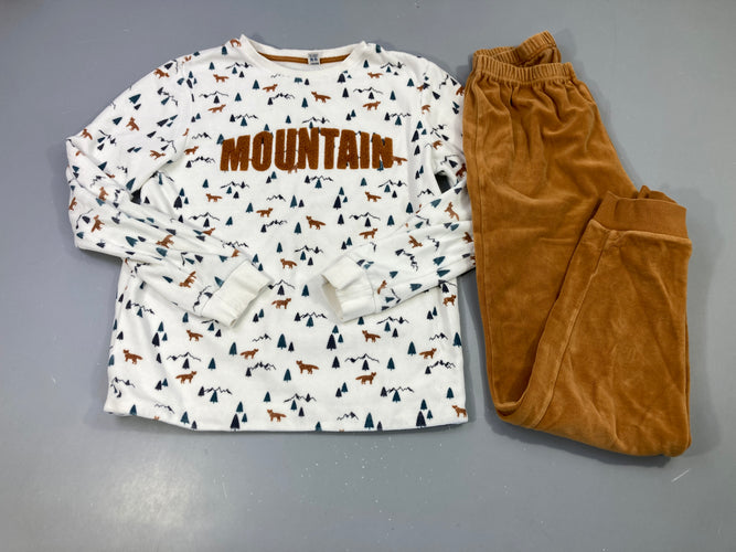 Pyjama 2pcs velours blanc montagnes Mountain, moins cher chez Petit Kiwi