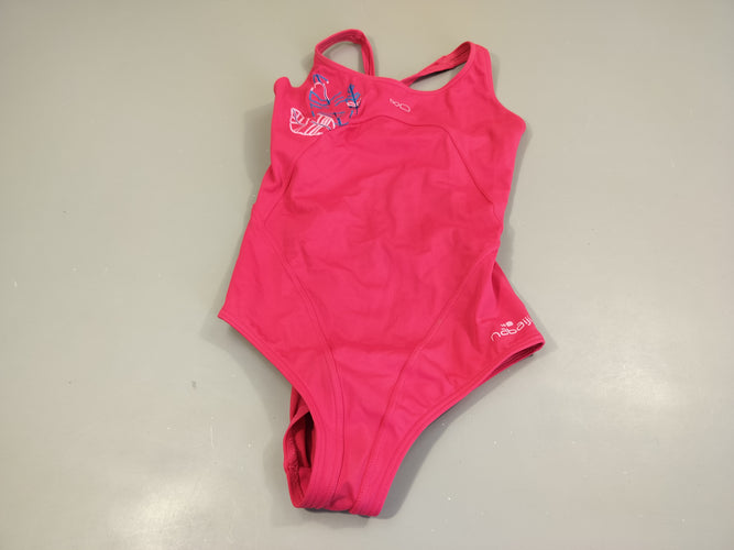 Maillot rose fuchsia , motifs feuilles, moins cher chez Petit Kiwi