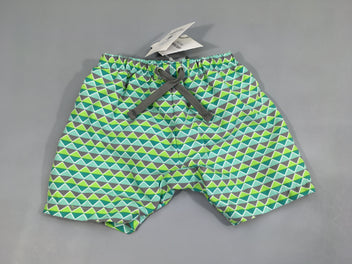 NEUF maillot short couche triangles vert/gris/bleu