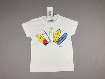 Neuf - T-shirt m.c blanc planches de surf (sans étiquette - taille estimée)