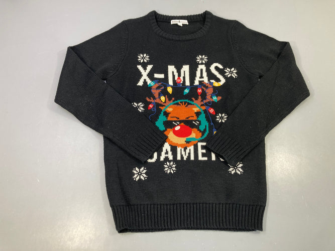Pull de Noël noir X-mas, moins cher chez Petit Kiwi