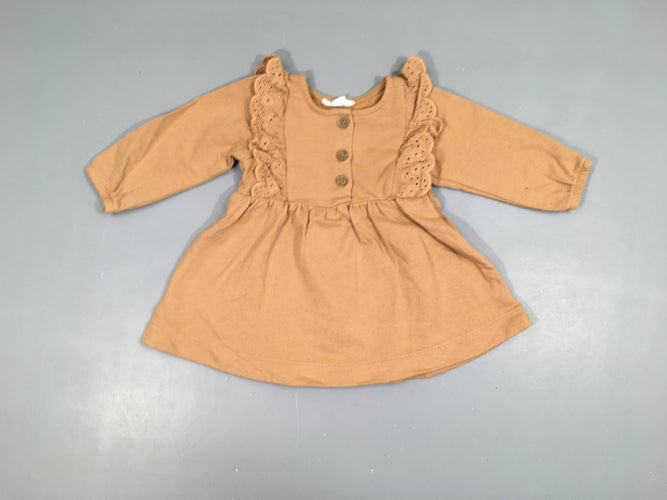 Robe m.l molleton beige froufrou dentelle épaules, moins cher chez Petit Kiwi