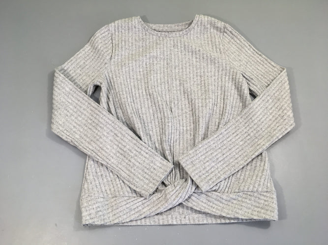 Pull gris côtes bouloché noué ventre, moins cher chez Petit Kiwi