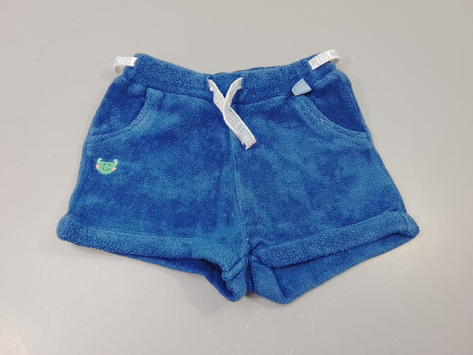 Short éponge bleu marine, à revers, tête de grenouille, moins cher chez Petit Kiwi