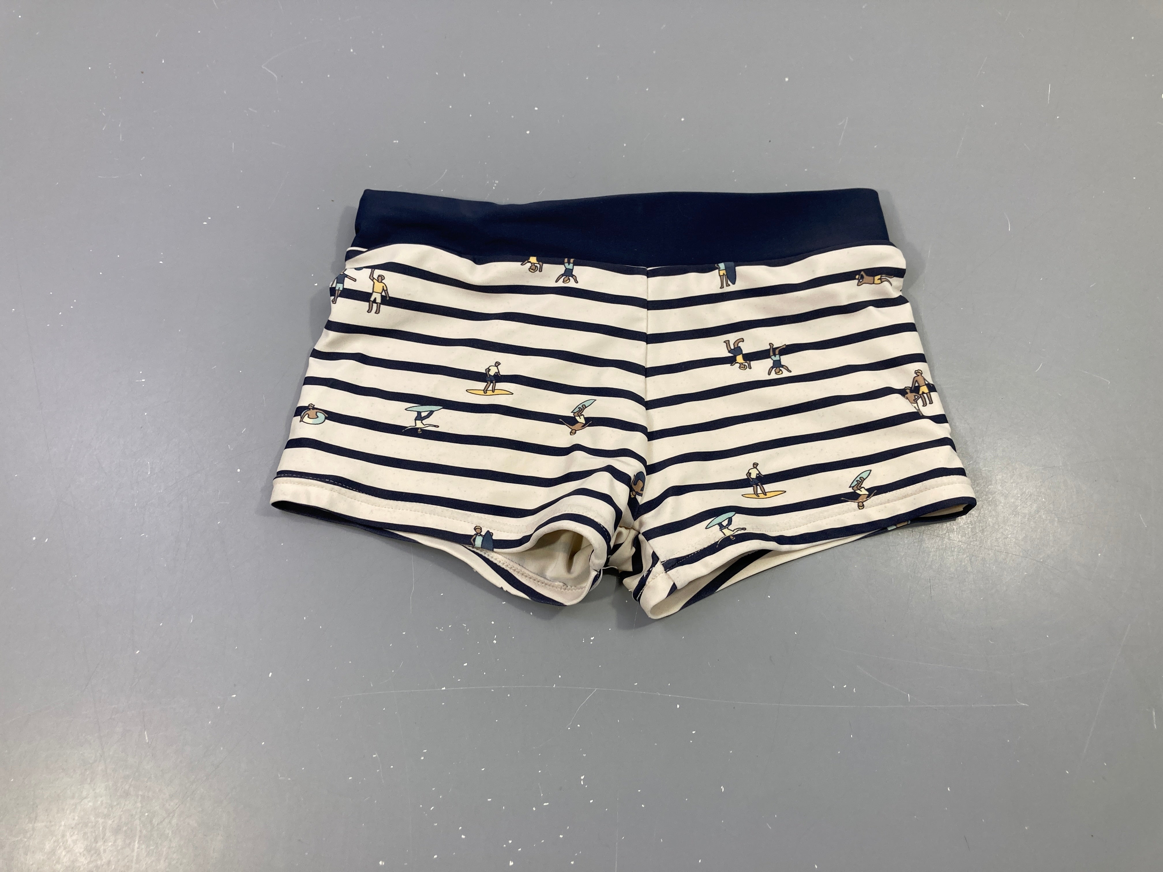 Maillot boxer blanc rayé beu foncé surf
