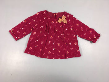Blouse m.l velours bordeau oiseaux noeud