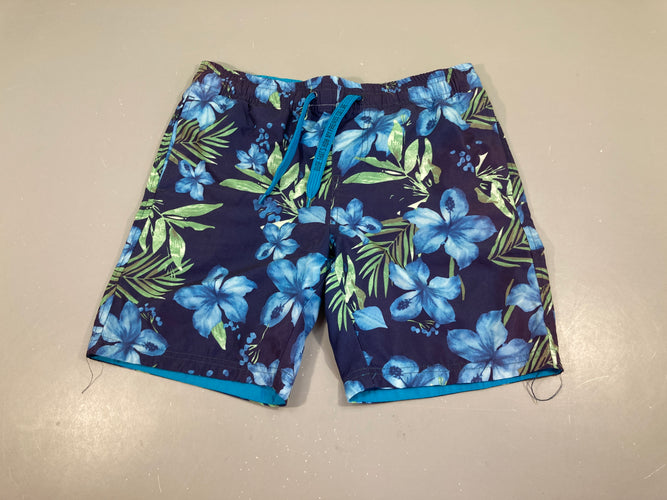 Maillot short blu foncé fleuri bleu, moins cher chez Petit Kiwi