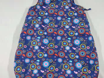 Sac de couchage s.m jersey ouatiné bleu motifs ronds, taille 1