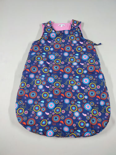 Sac de couchage s.m jersey ouatiné bleu motifs ronds, taille 1, moins cher chez Petit Kiwi