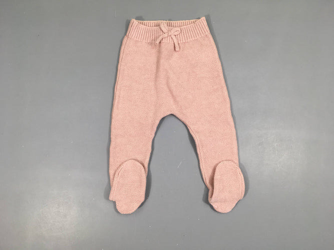Pantalon à pieds mailles rose pâles noeud décoratif taille 100%Coton, moins cher chez Petit Kiwi