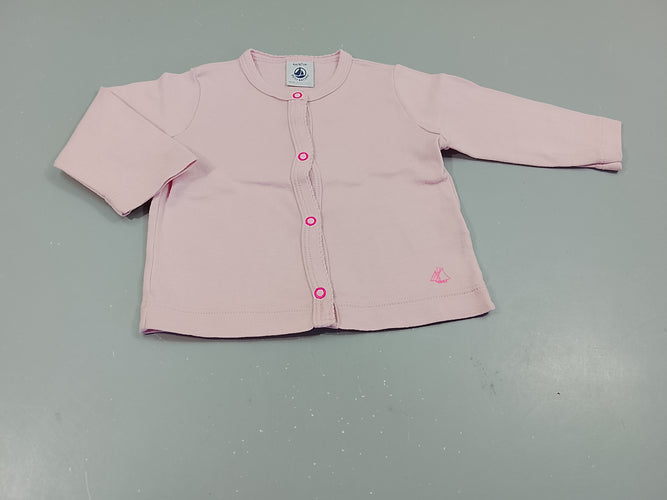 Gilet rose clair , pressions rose fluo, moins cher chez Petit Kiwi