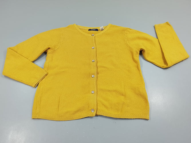 Gilet jaune moutarde texturé, légère ligne blanche à la manche, moins cher chez Petit Kiwi