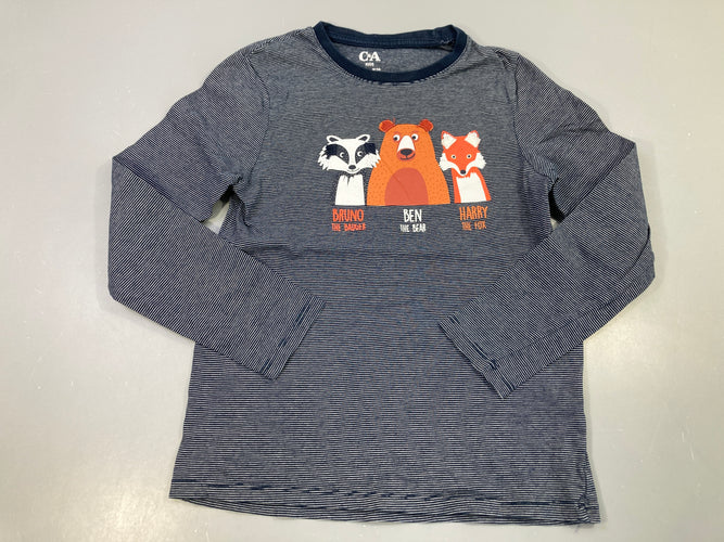 T-shirt m.l bleu rayé gris animaux, moins cher chez Petit Kiwi