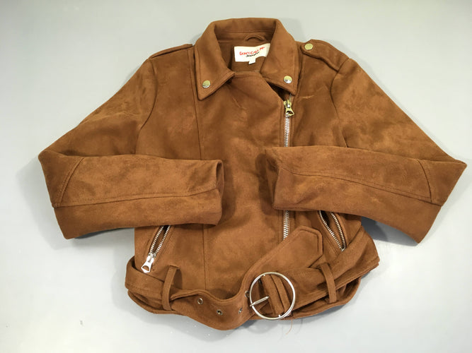 Veste effet daim brun zippé Jennyfer, moins cher chez Petit Kiwi