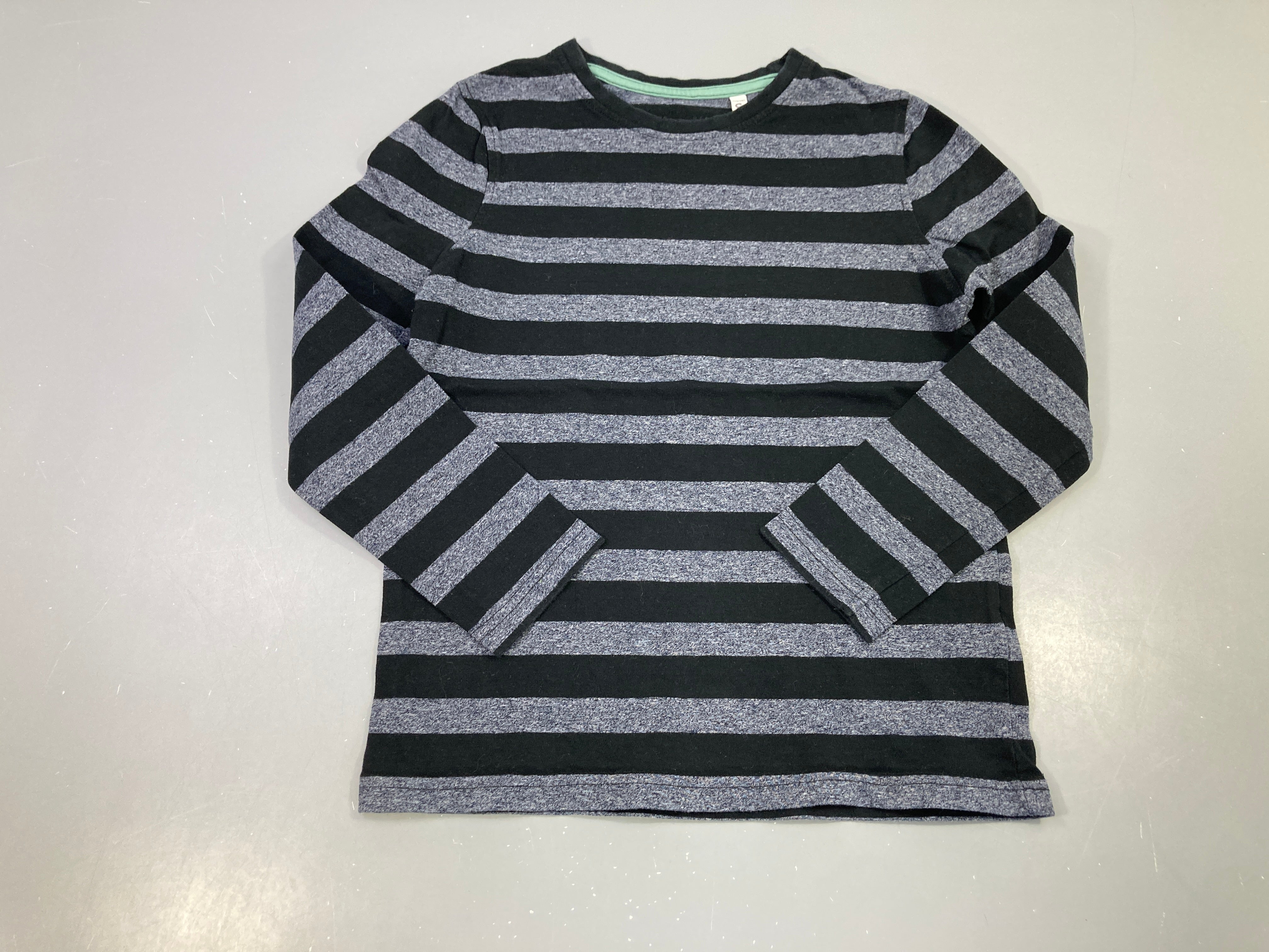 T-shirt m.l noir rayé bleu chiné