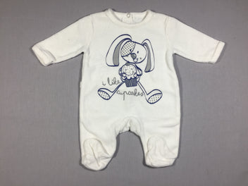 Pyjama velours blanc - lapin bleu