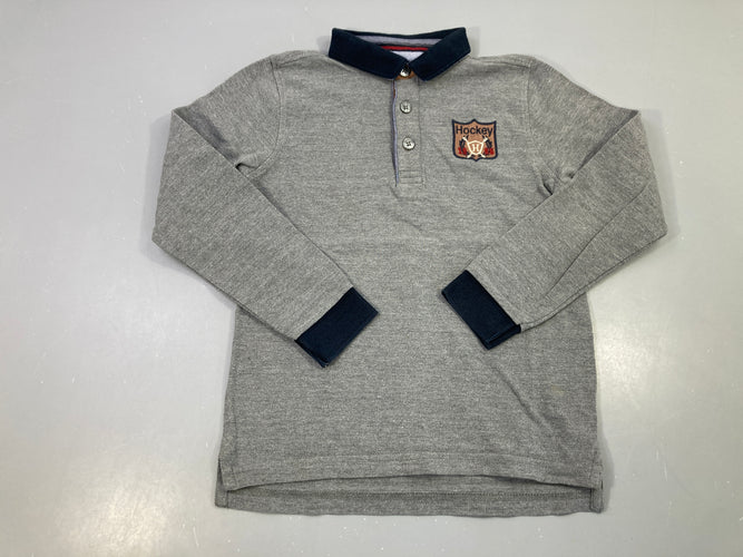 Polo ml gris Hockey légèrement bouloché, moins cher chez Petit Kiwi