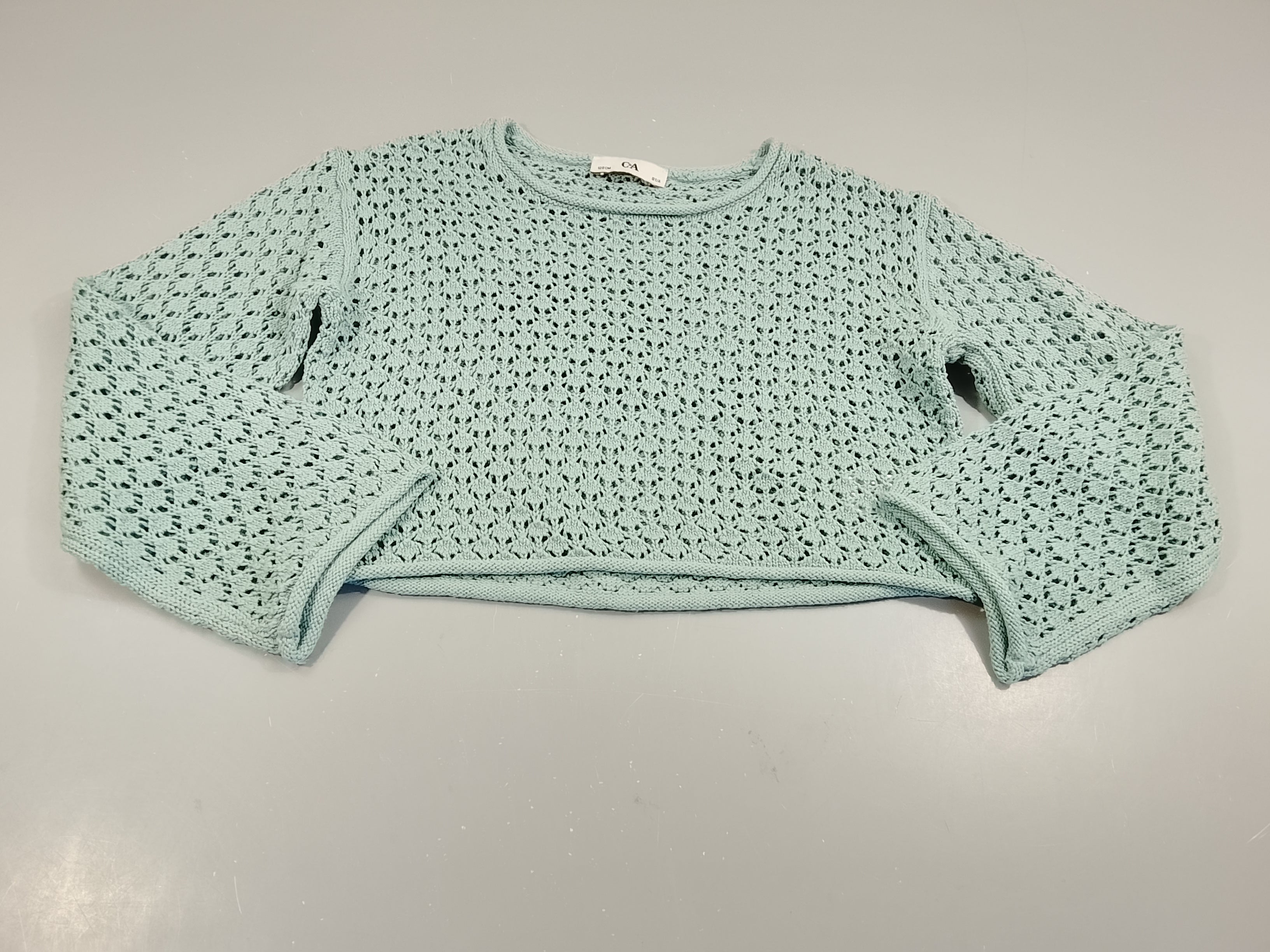 Pull bleu  crop-top à mailles larges
