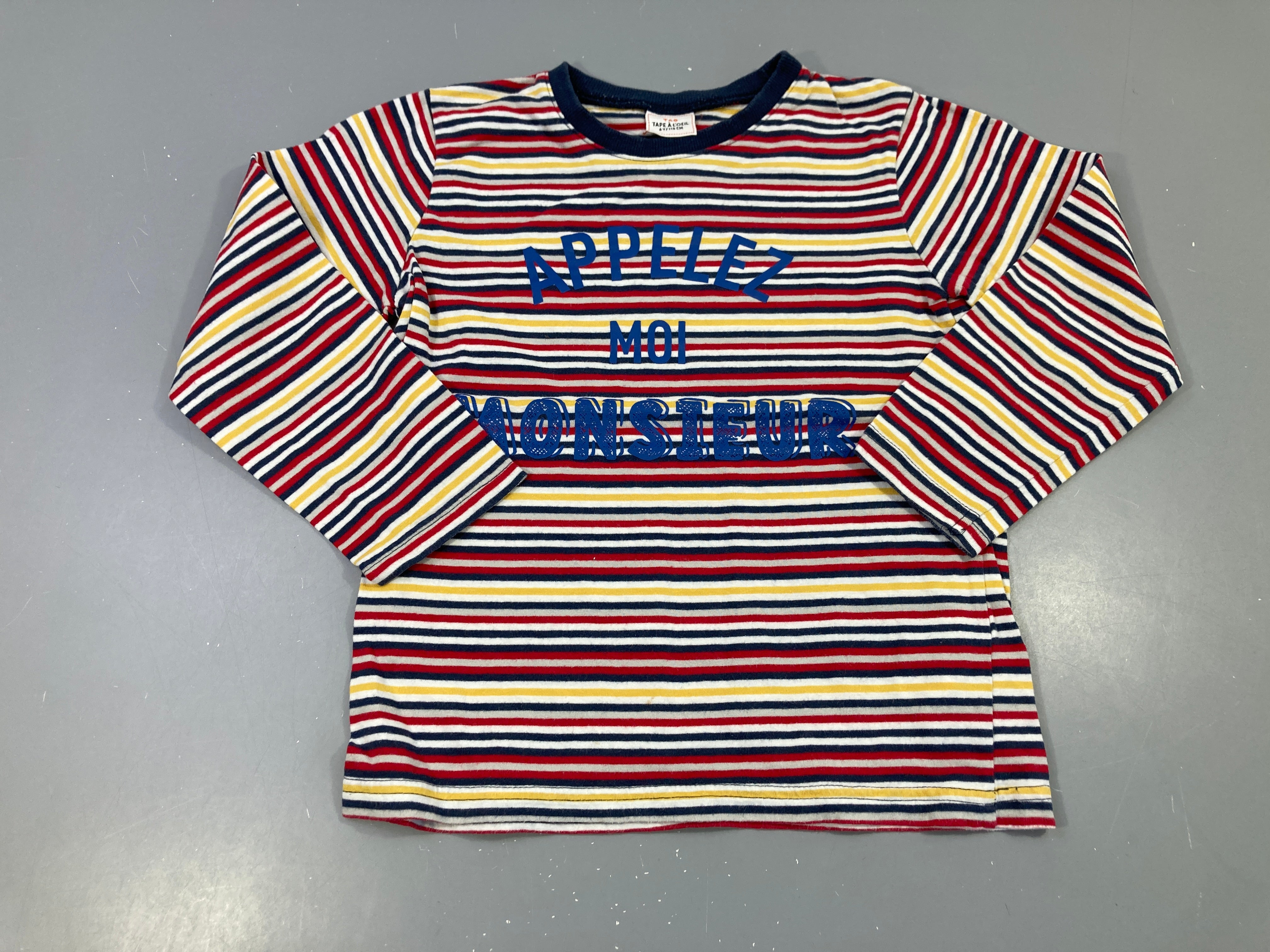 T-shirt m.l blanc rayé couleur Monsieur