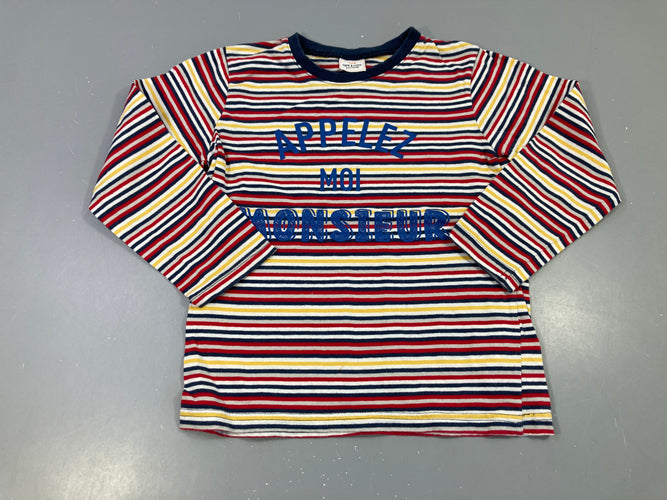 T-shirt m.l blanc rayé couleur Monsieur, moins cher chez Petit Kiwi