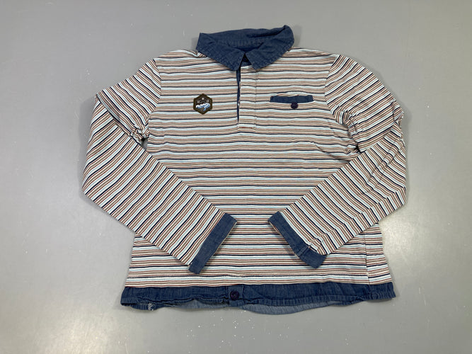Polo jersey ml bleu clair rayé poche chino, moins cher chez Petit Kiwi