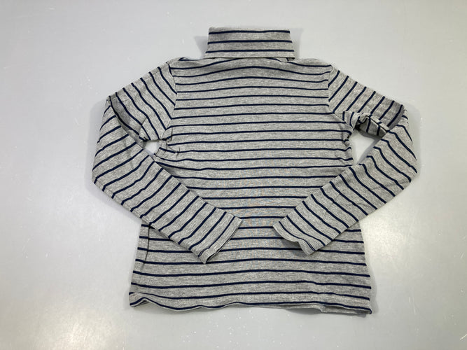 T-shirt m.l col roulé gris rayé bleu, moins cher chez Petit Kiwi