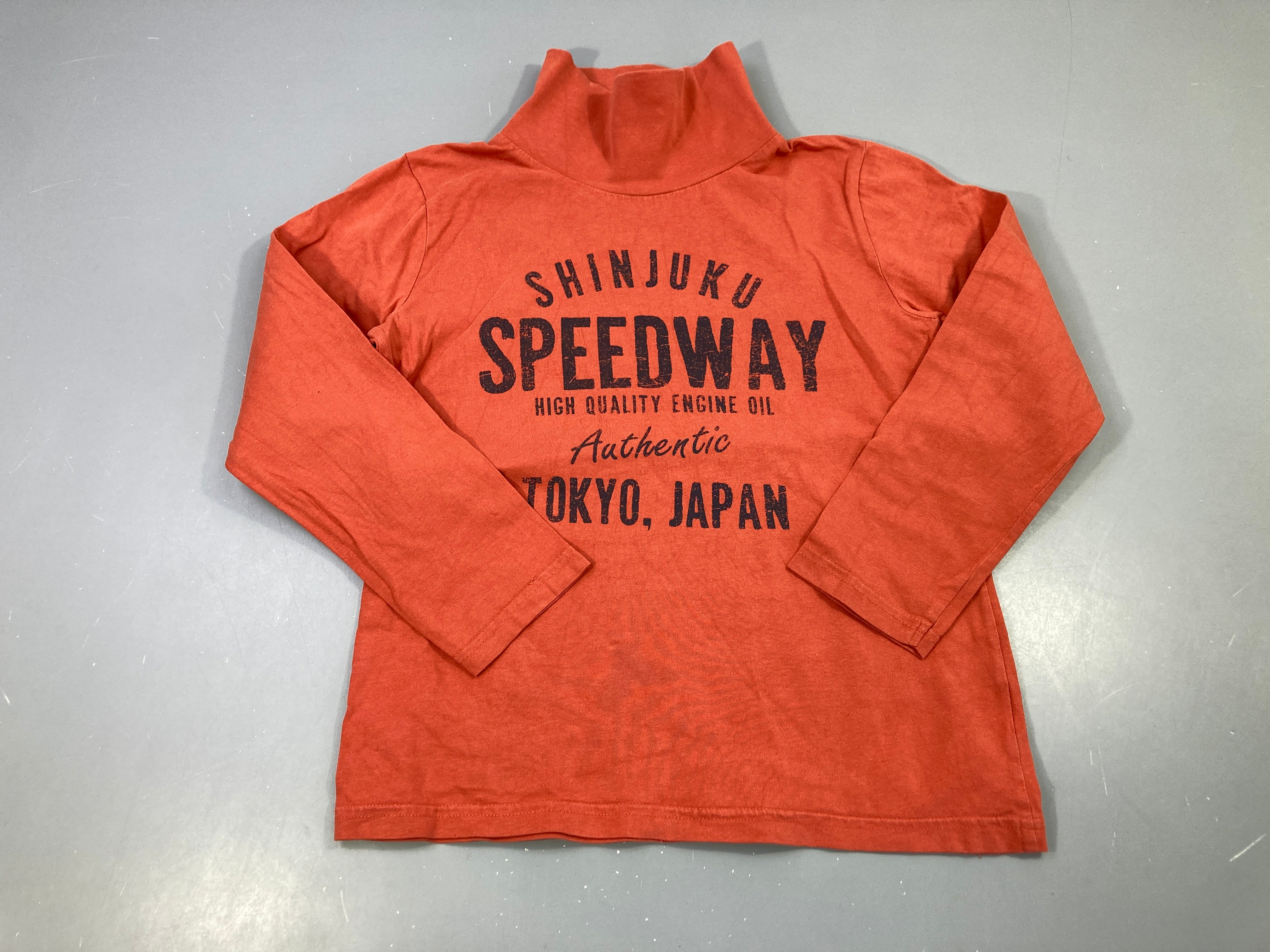 T-shirt m.l orangé col montant Speedway un peu délavé