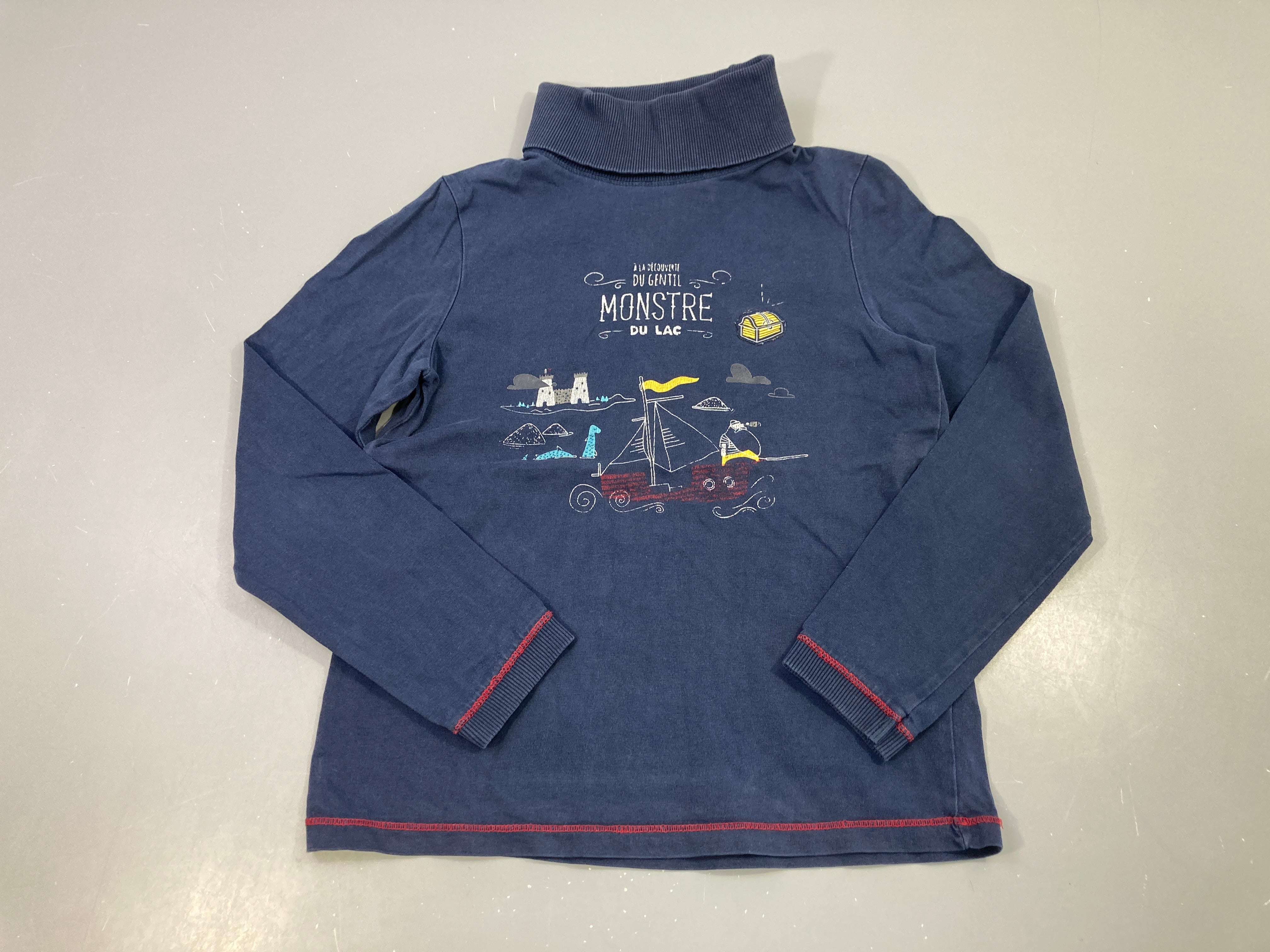 T-shirt m.l col roulé bleu foncé Monstre du lac