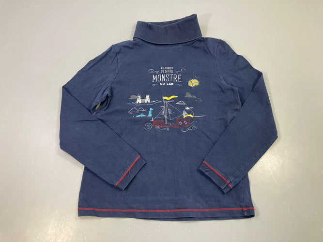 T-shirt m.l col roulé bleu foncé Monstre du lac, moins cher chez Petit Kiwi