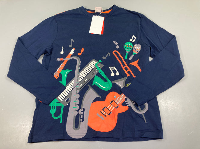 NEUF T-shirt m.l bleu marine musique, moins cher chez Petit Kiwi