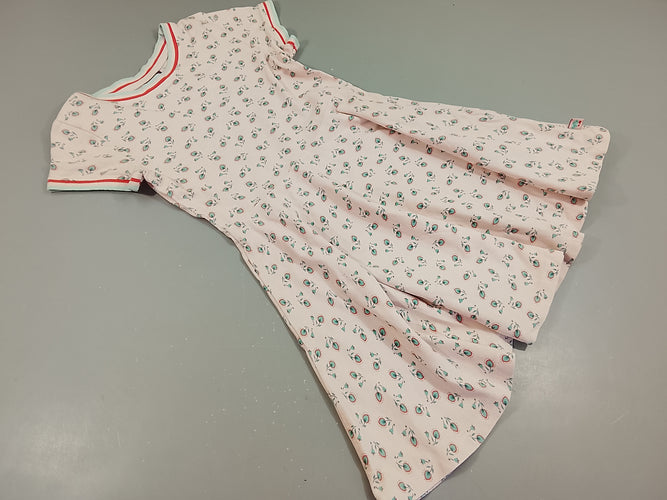 Robe m.c matière polo rose clair à fleurs, moins cher chez Petit Kiwi