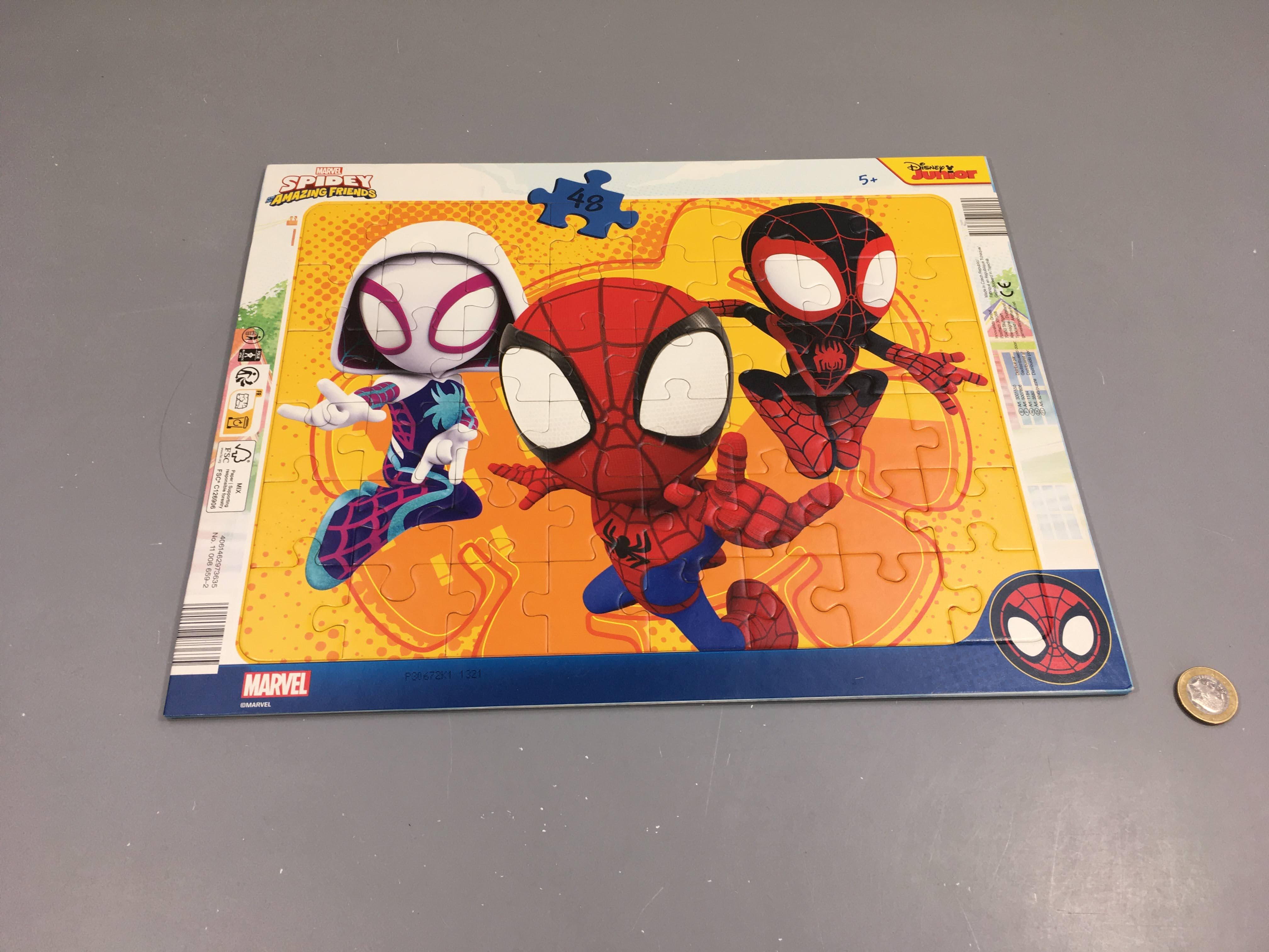 Planche puzzle Mar.vel Spiderman 48 pcs +5a