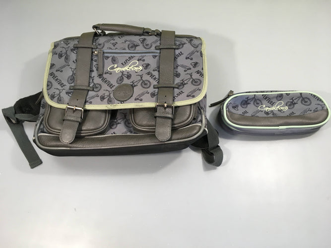 Cartable 2 compartiments vintage ur.ban 35 cm (Prix neuf 70€) + pochette (Prix neuf 22€), Caméleon, moins cher chez Petit Kiwi