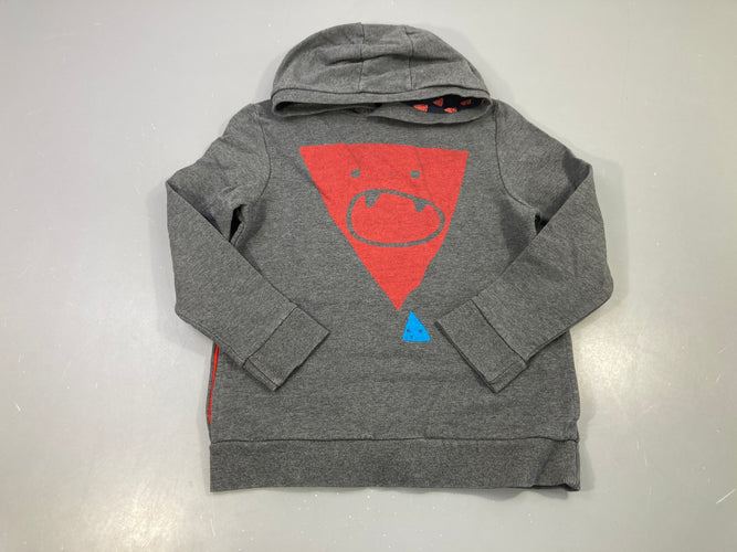 Sweat à capuche gris triangle rouge monstre, moins cher chez Petit Kiwi