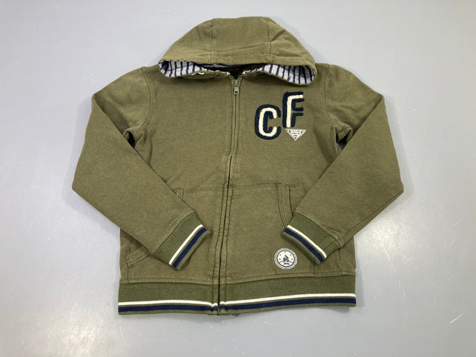 Sweat zippé à capuche kaki CF, moins cher chez Petit Kiwi