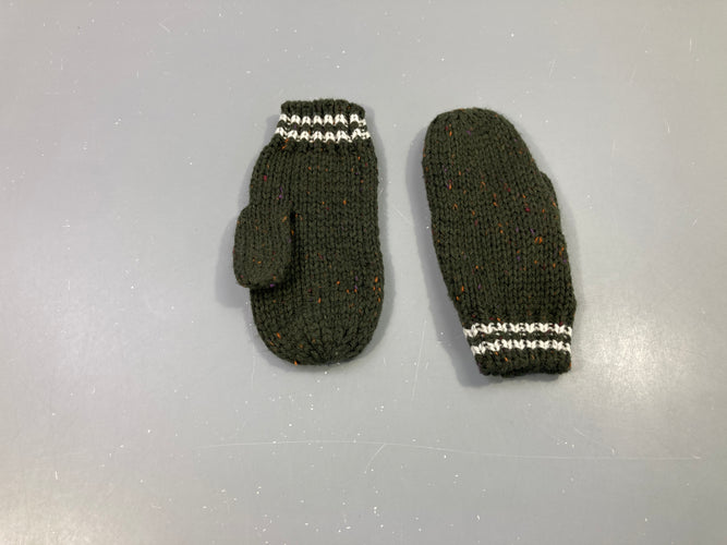 Moufles kaki rayé blanc, moins cher chez Petit Kiwi