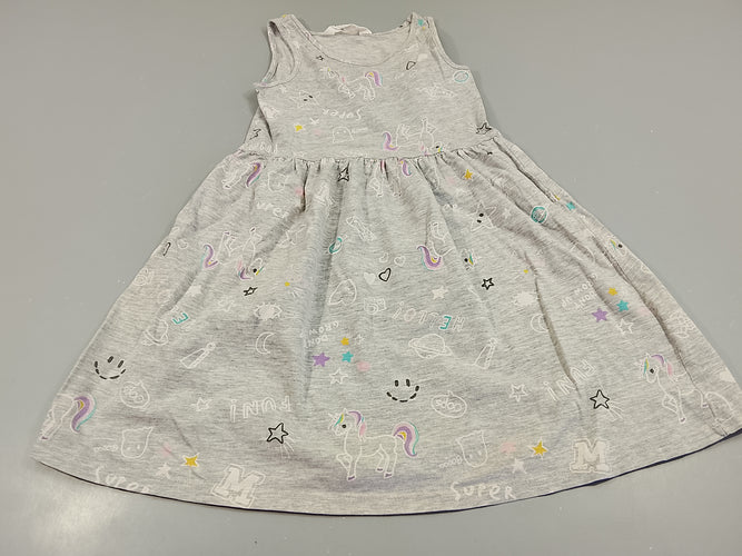 Robe s.m gris clair flammé , licornes, fusées, étoiles,..., moins cher chez Petit Kiwi