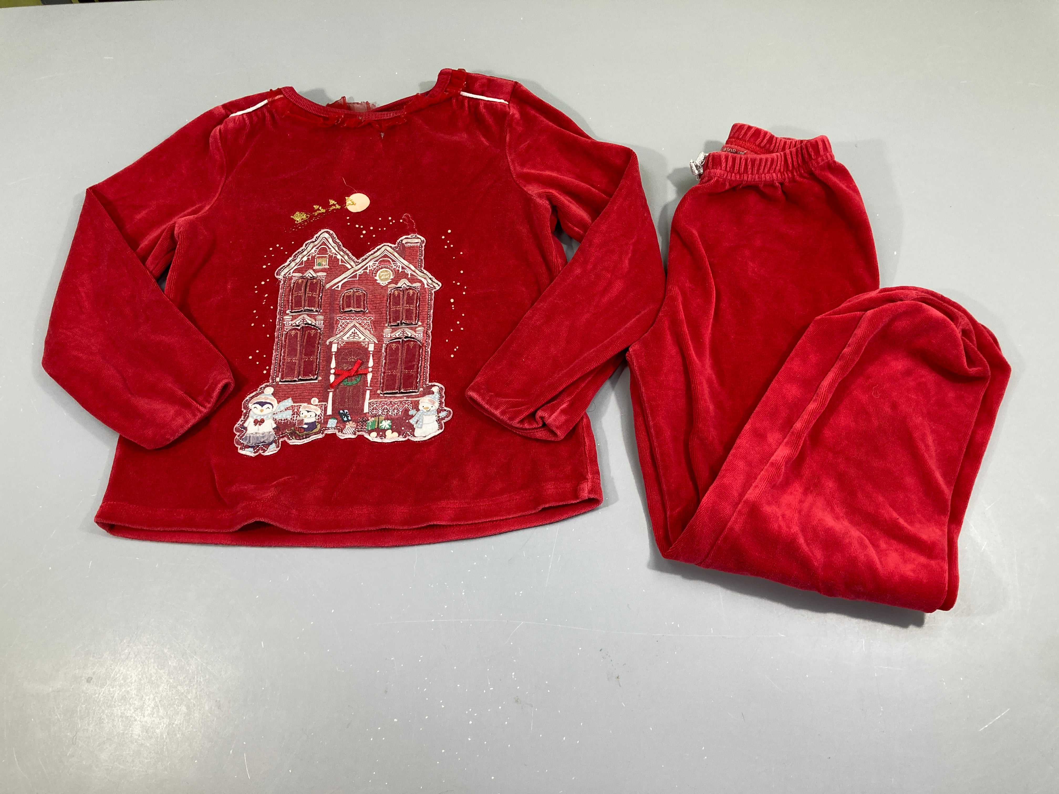 Pyjama 2pcs velours rouge Noël tulle