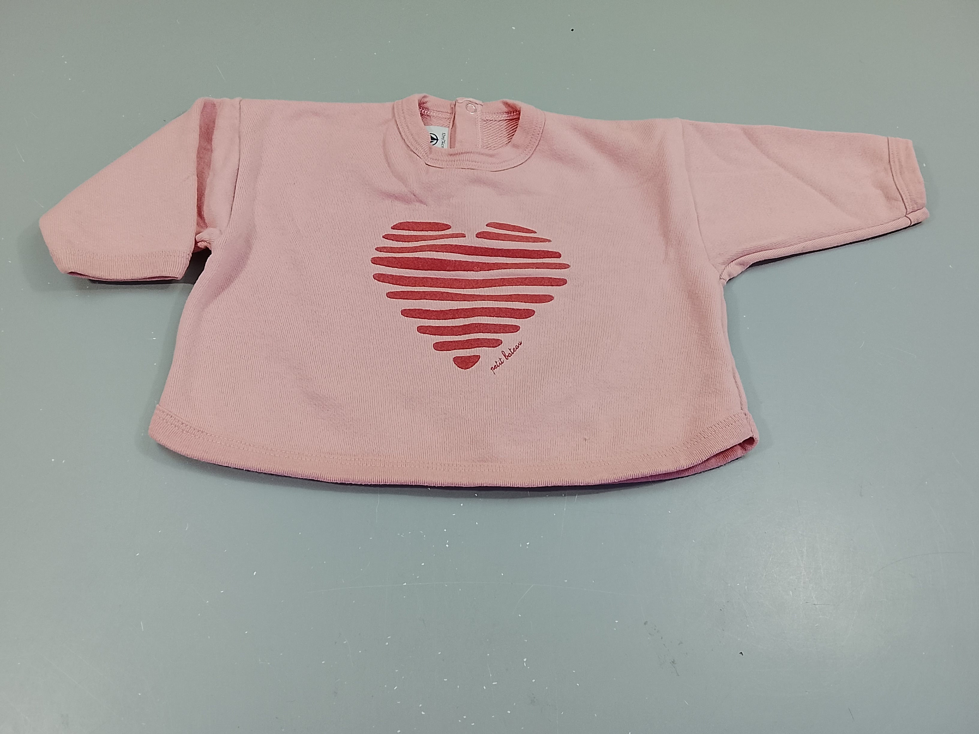 Sweat rose  clair, coeur texturé