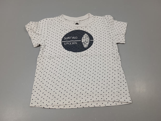 T-shirt m.c blanc petits traits noirs "surfing backside", moins cher chez Petit Kiwi
