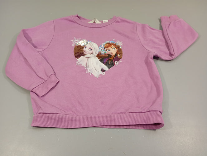 Sweat mauve rosé Reine des neiges. Elsa et Anna, moins cher chez Petit Kiwi