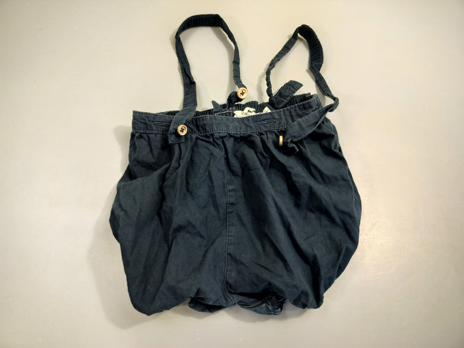 Short style bloomer jersey bleu marine avec bretelles  100% coton, moins cher chez Petit Kiwi