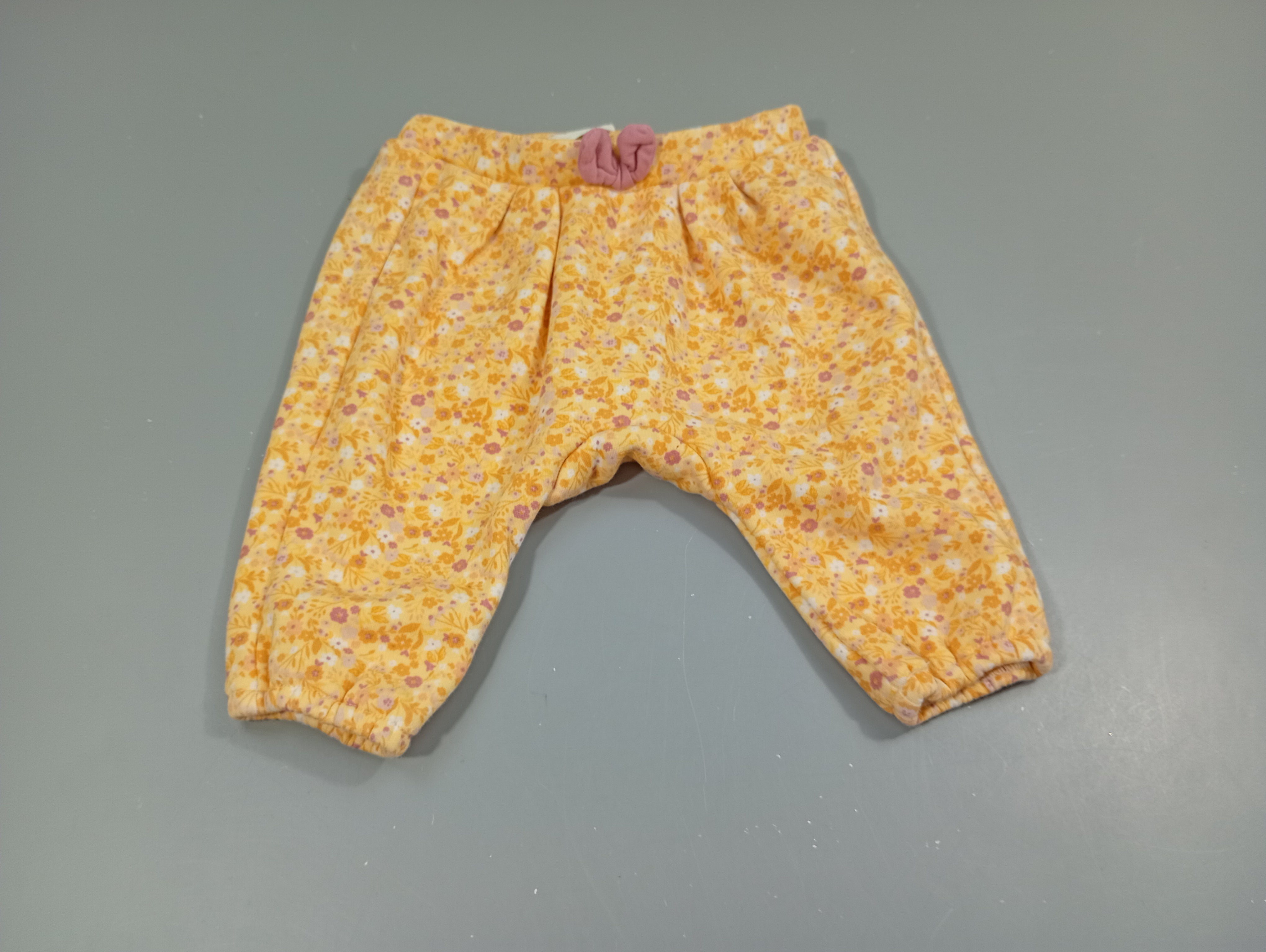 Pantalon molleton jaune à fleurs, intérieur velours blanc
