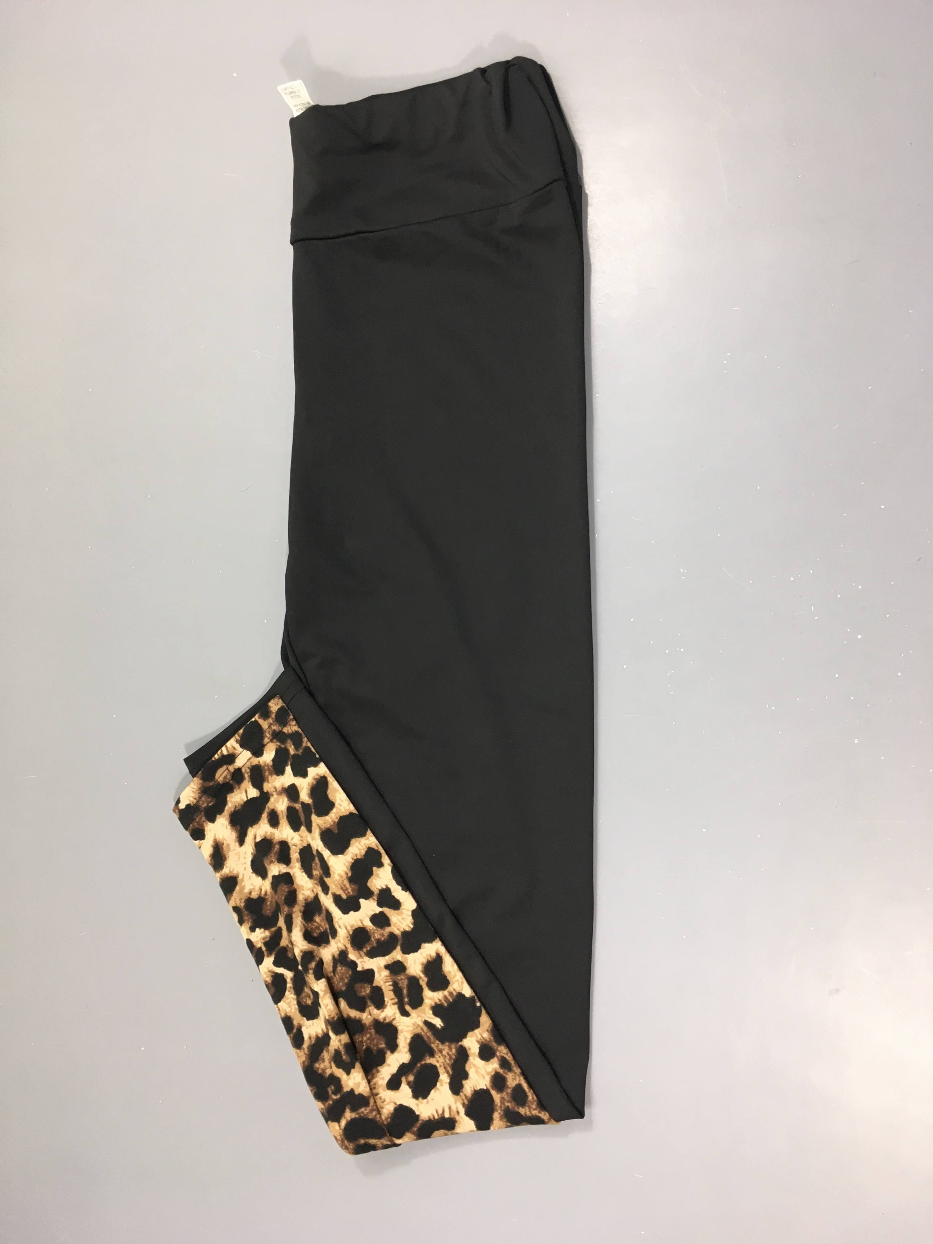 Legging de sport noir motifs léopard