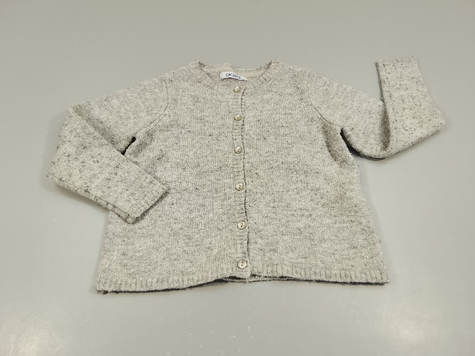 Gilet gis clair chiné, fines pailletes. Bouloché, moins cher chez Petit Kiwi