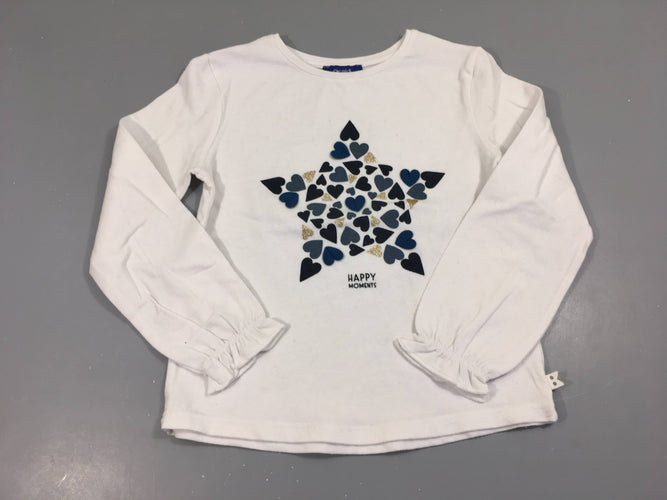 T-shirt m.l blanc coeurs bleux, moins cher chez Petit Kiwi